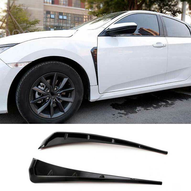 2X for Honda for Civic 2019-2021 Gloss Black Fender Side Body Emblem Hood Trim Cover