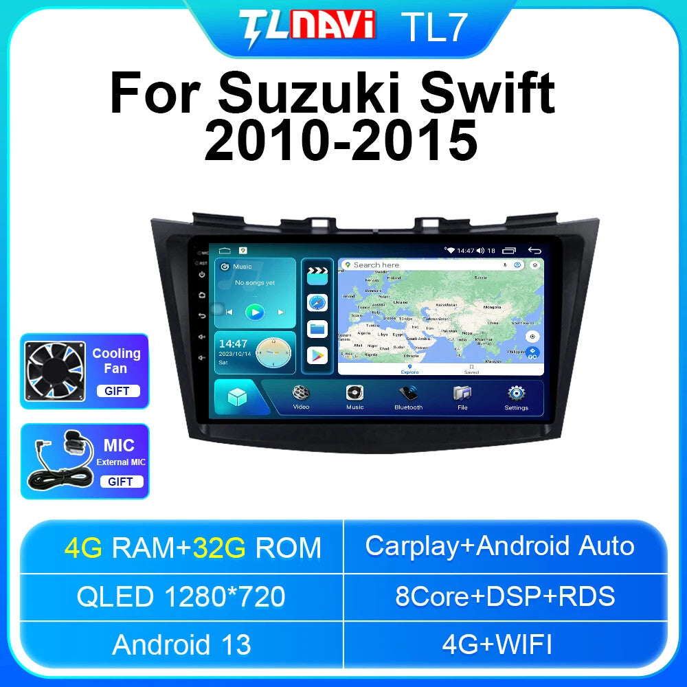 for Suzuki for Swift 2010-2015 Carplay Car Stereo Radio GPS Multimedia Player Screen