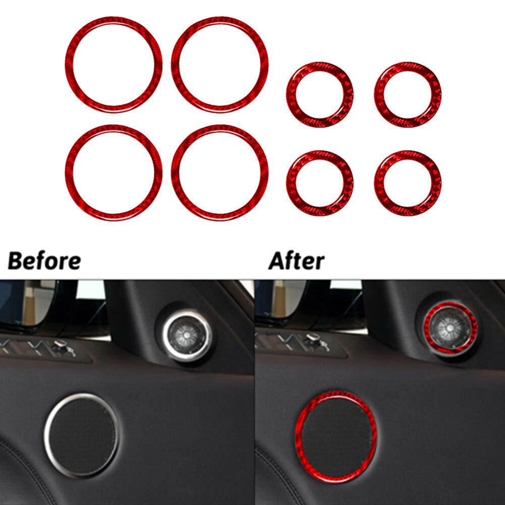 8X Red Carbon Fiber Speaker Ring Cover Trim For Land for Range Rover Sport 2014-2017