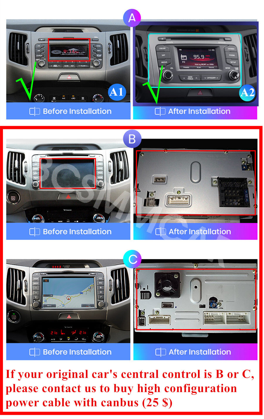 Fit for Kia Sportage 2010-2016 Android 13 Car Stereo Radio GPS WIFI FM Player