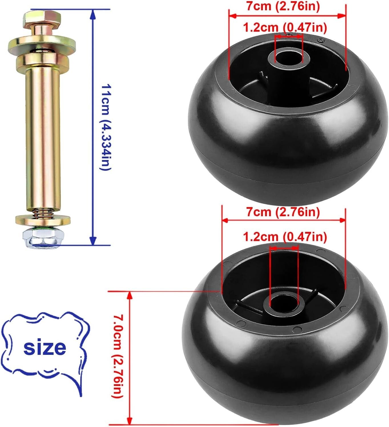 Anti Scalp Deck Wheel Kit for Toro 1-603299 68-2730 for Kubota K5351-42110
