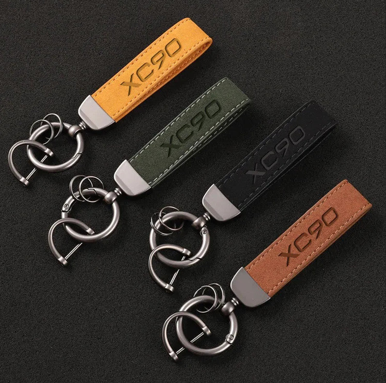 Carbon fiber leather black and red car keychain/key ring for Abarth 500 595