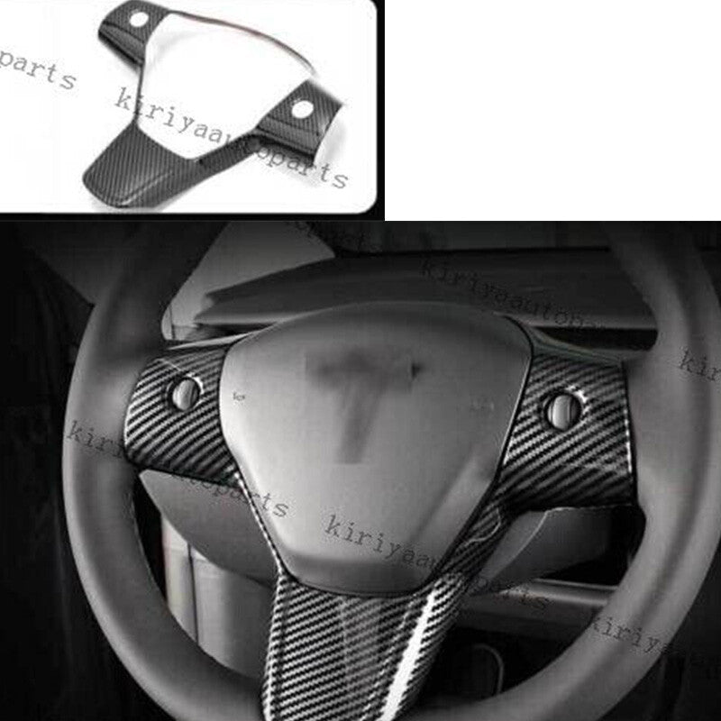 for Tesla Model 3 Y 2017-2023 Carbon Fiber Steering Wheel Button Cover Trim 1pcs