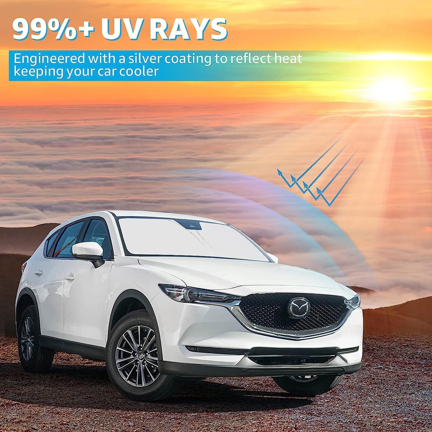For 2017-2024 for Mazda CX5 Windshield Sun Shade Foldable UV Heat Block Shield Cover
