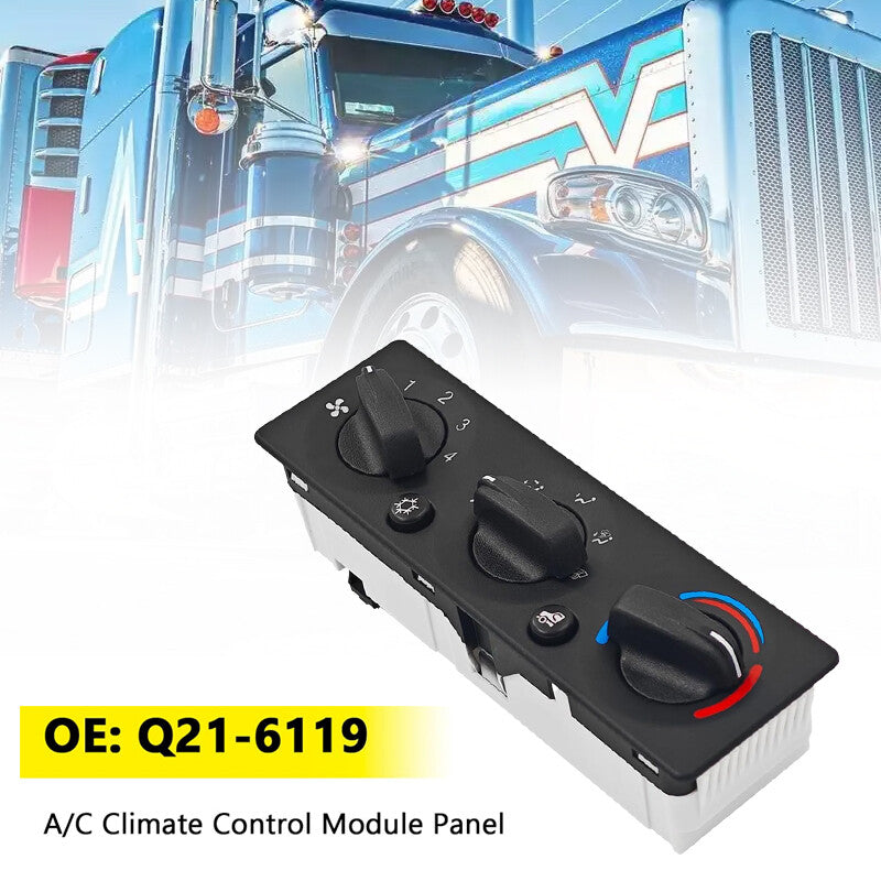Q21-6119 A/C Climate Control Module Panel Black Fits for Peterbilt Truck New