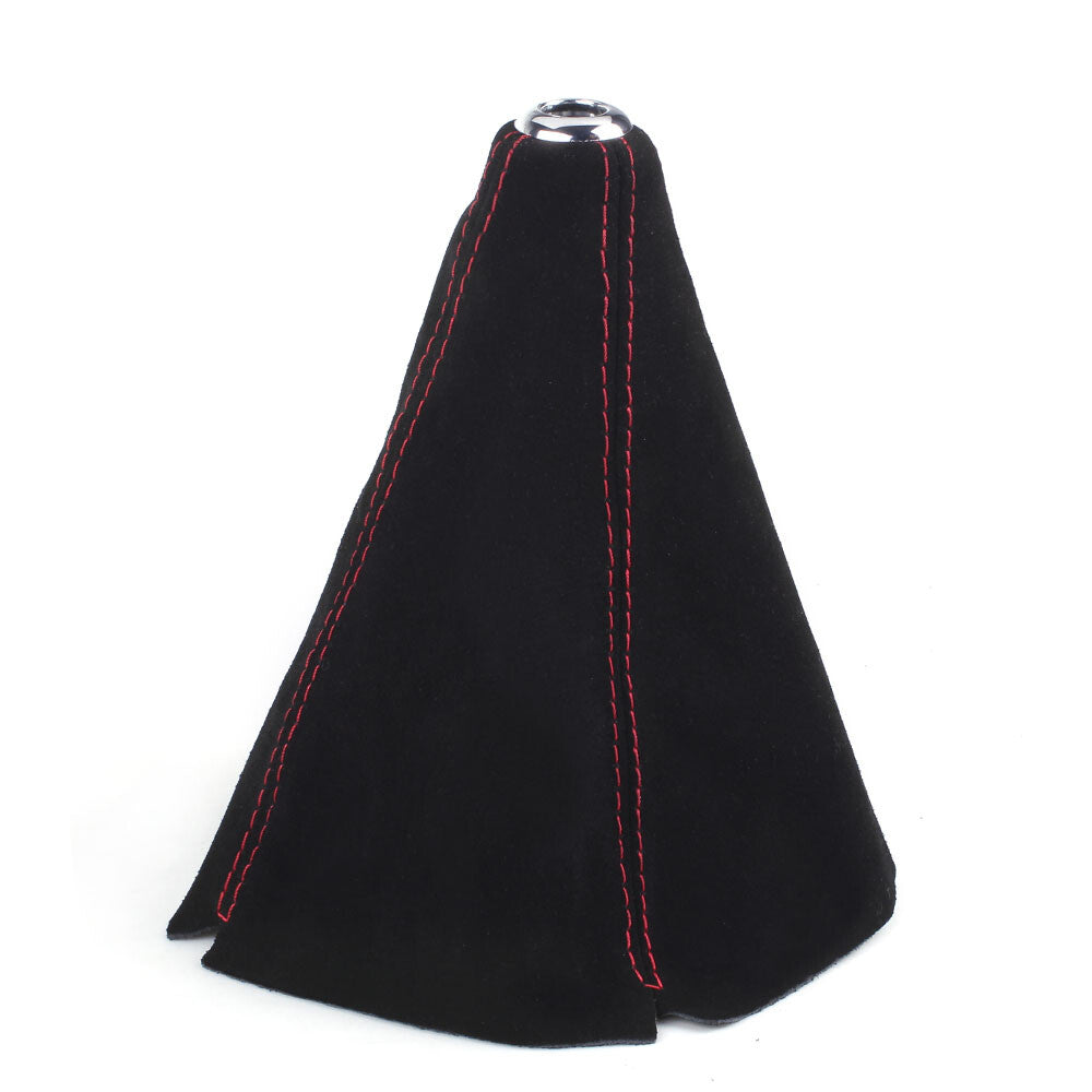 Shift Knob Shifter Boot Cover Black With Red Stitches Pvc Suede Mt At Sport