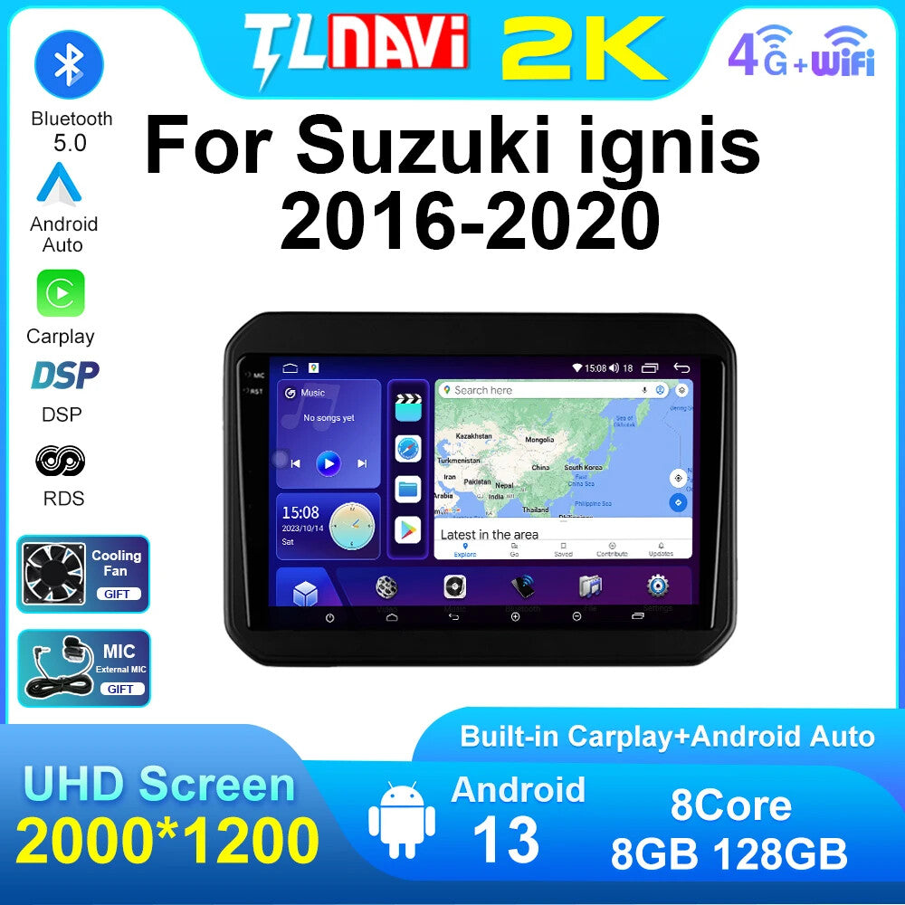 for Suzuki Ignis 2016-2020 Android Auto Carplay Car Radio GPS Multimedia Screen