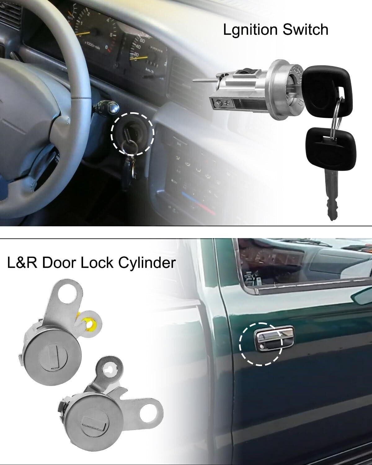Key-matched ignition switch, door lock, and cylinder fitting for Toyota Tacoma 1995-2003