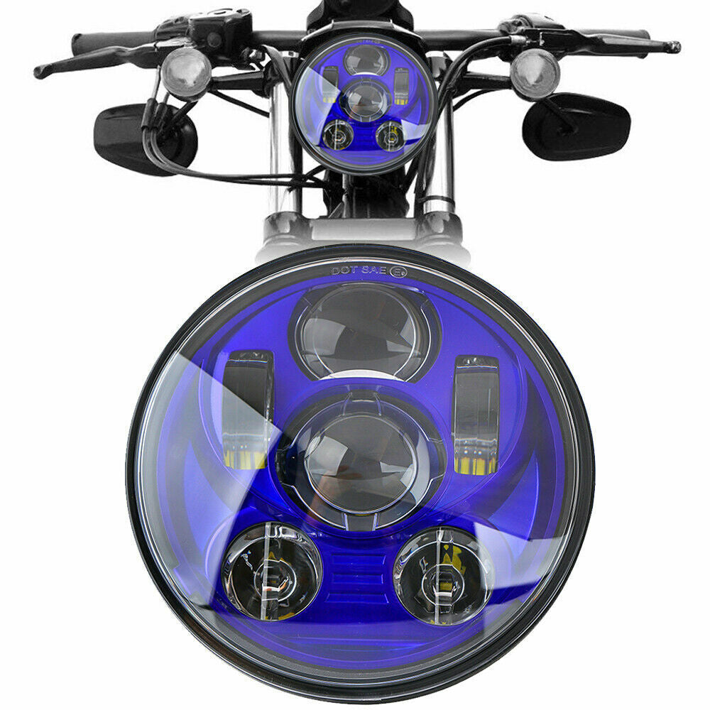 5.75-inch 5-3/4 LED Motorcycle Headlights (Blue) for Harley Sportster 1200 883 48