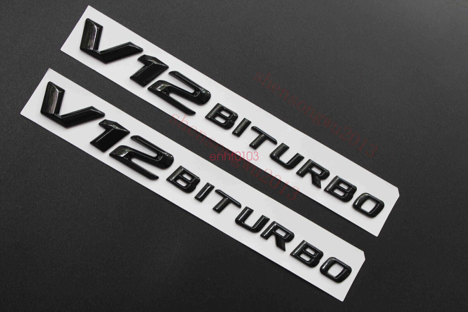2x Black V12 BITURBO Number Letters Side Emblem Badge Sticker NEW