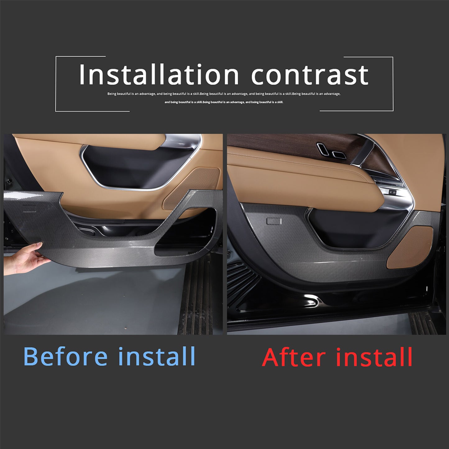 Carbon Look door kick guard trim for Land Rover for Range Rover Vogue 2023-2024