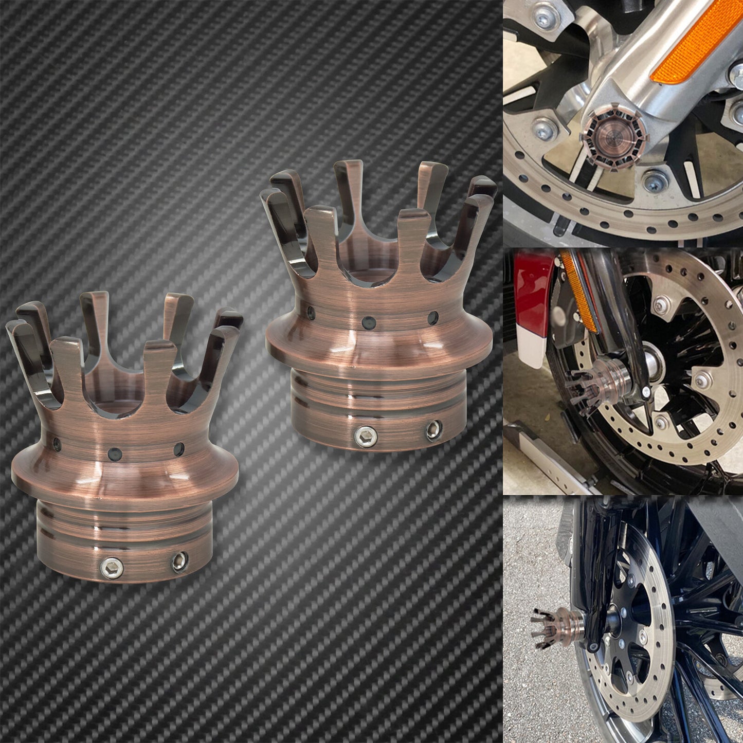 Bronze 29MM Crown King Front Axle Nut Cover Fit for Harley Sportster XL Touring