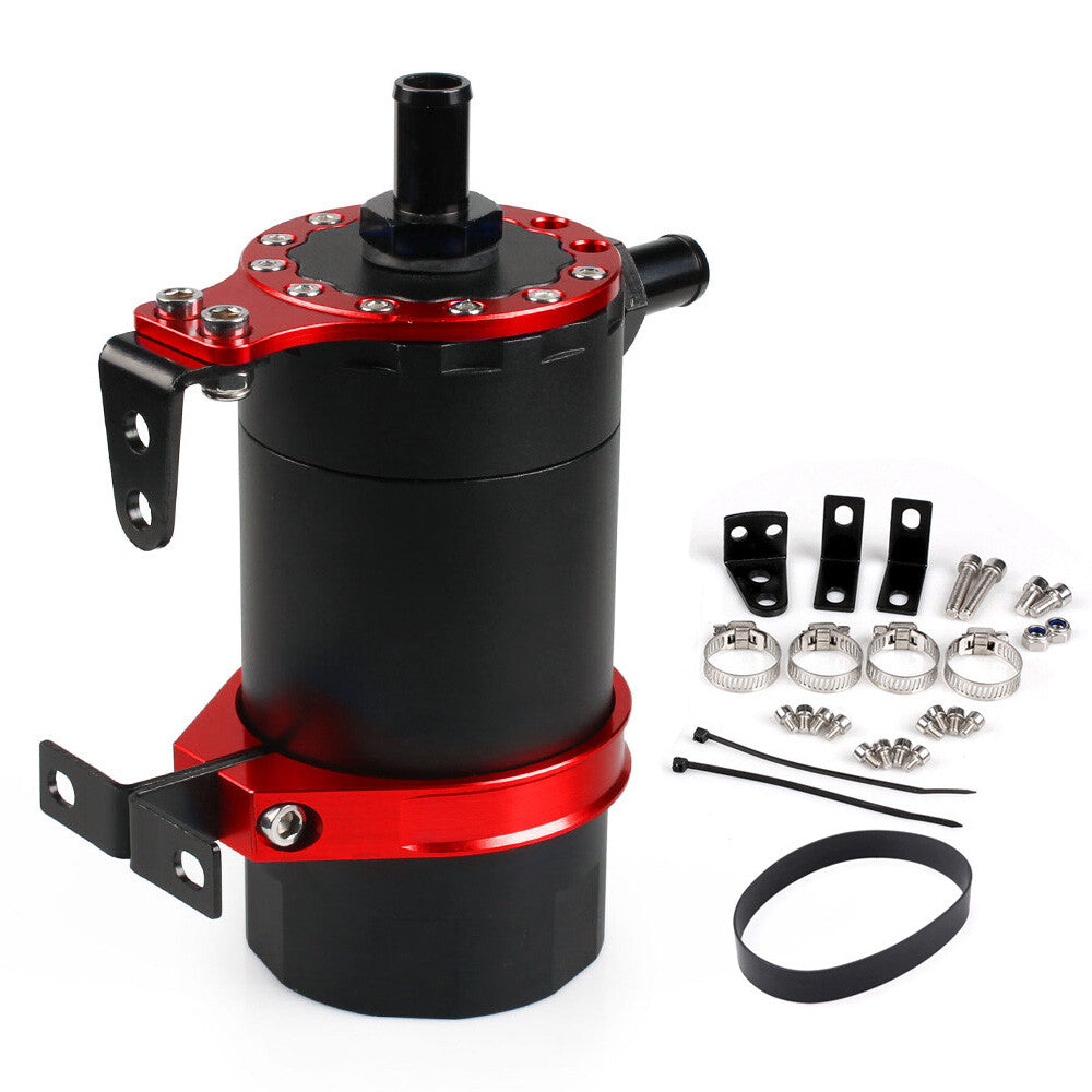 Round Oil Tank Baffled Aluminum Oil Catch Can Resevoir Tank Kit Car Racing