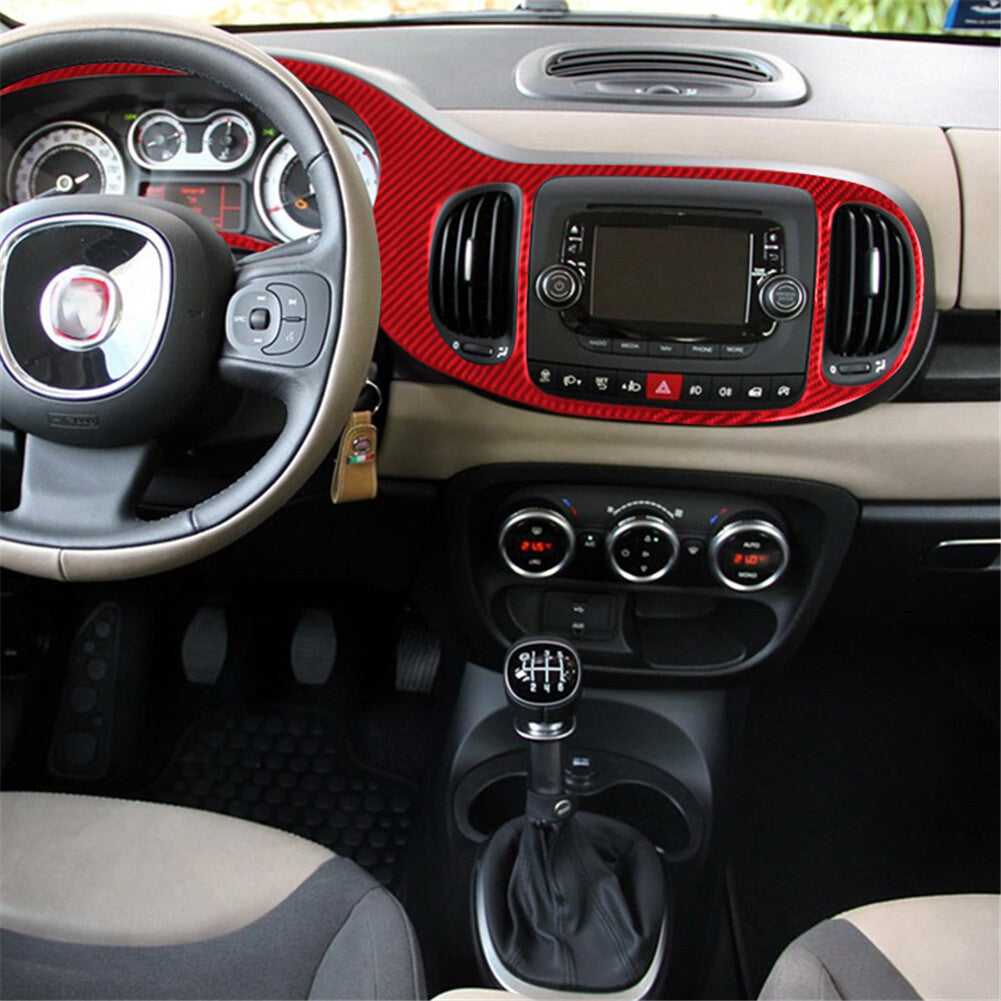 Red Carbon Fiber Interior Speedometer Air Vent Cover Trim for Fiat 500L 2014-17