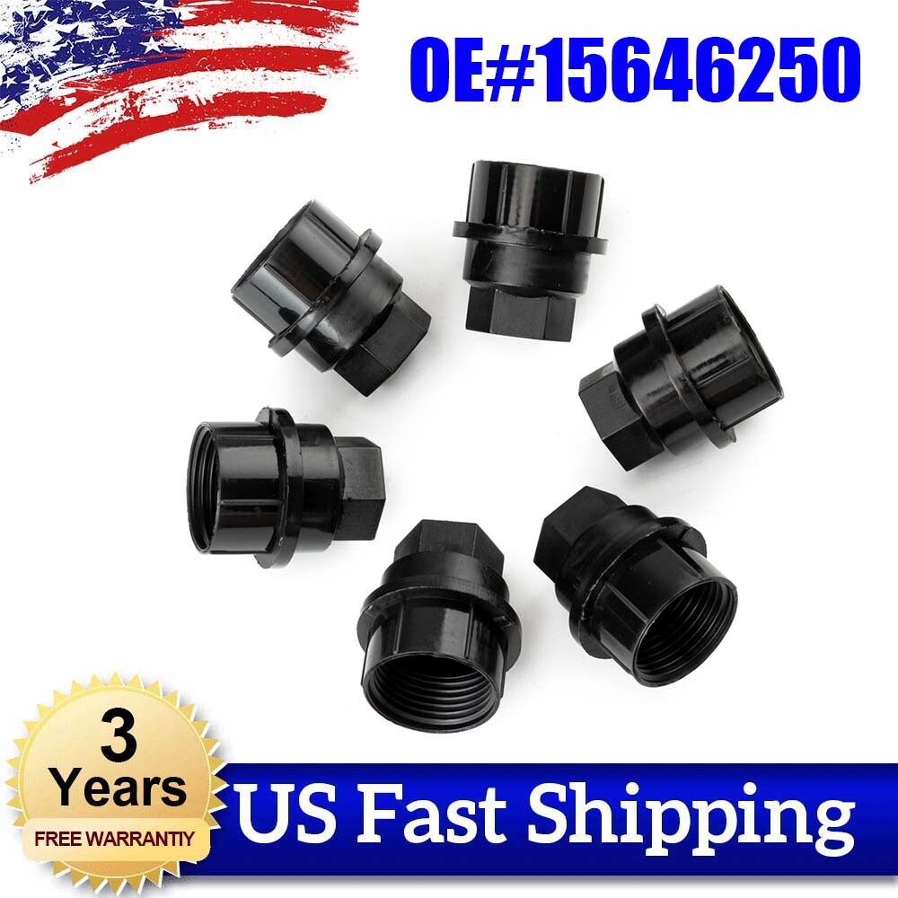 6x Lug Nut Cap Cover Black Set 15646250 New for GMC 1500 2500 for Chevy GM Trucks