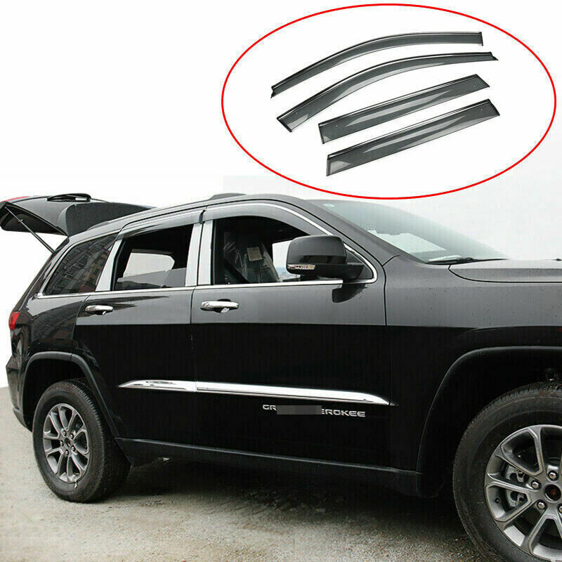 for Jeep Grand Cherokee 2011-21 Window Visors Sun Rain Guard Deflector W/Chrome