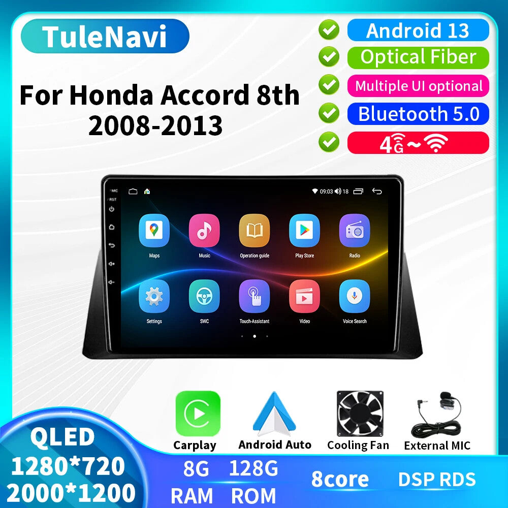for Honda for Accord 8 2008-2013 Android CarPlay GPS Car Stereo Radio Player Screen