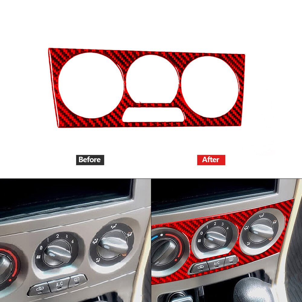 Red Carbon Fiber Conditioner Switch Button Trim Cover for Subaru Forester Type B