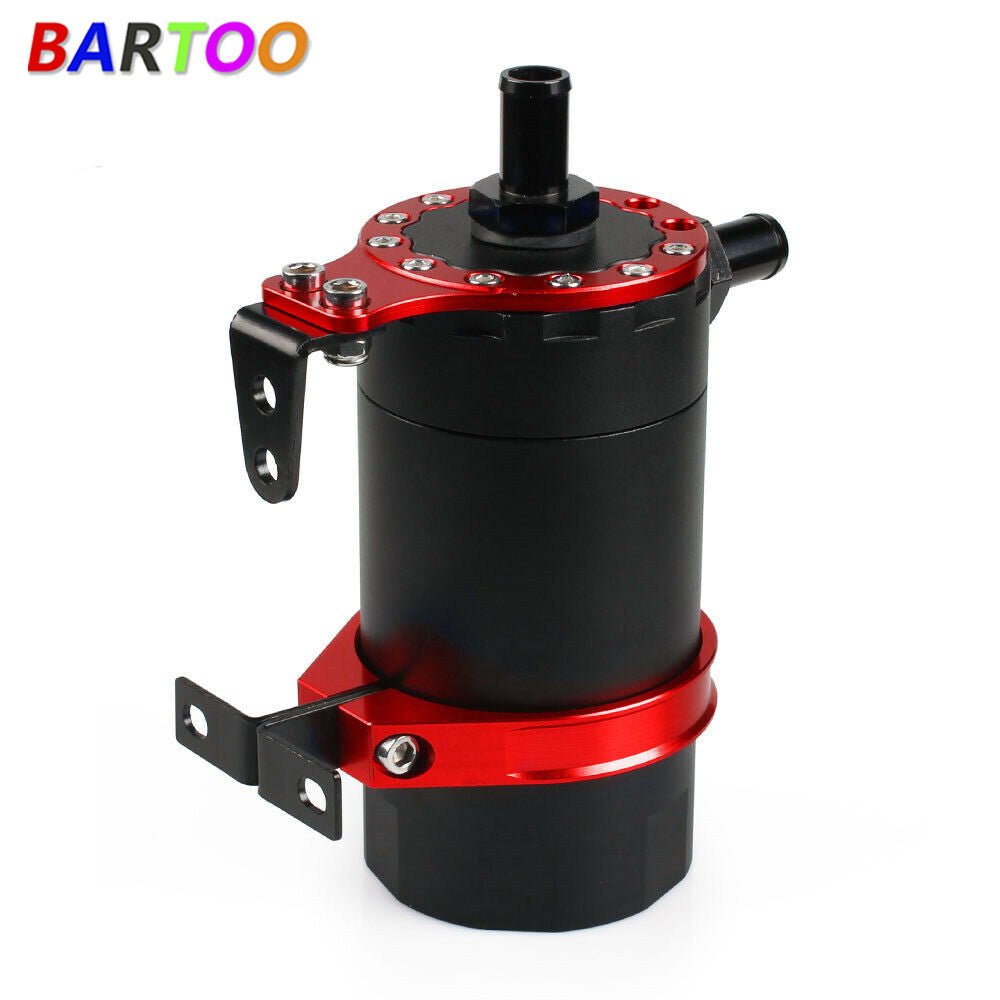 Round Oil Tank Baffled Aluminum Oil Catch Can Resevoir Tank Kit Car Racing US