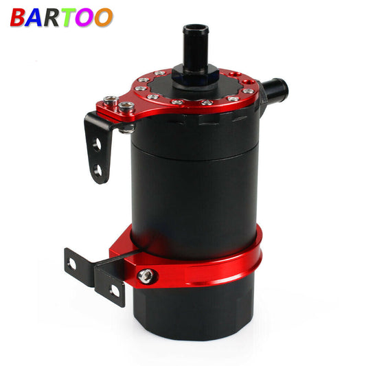 Round Oil Tank Baffled Aluminum Oil Catch Can Resevoir Tank Kit Car Racing US