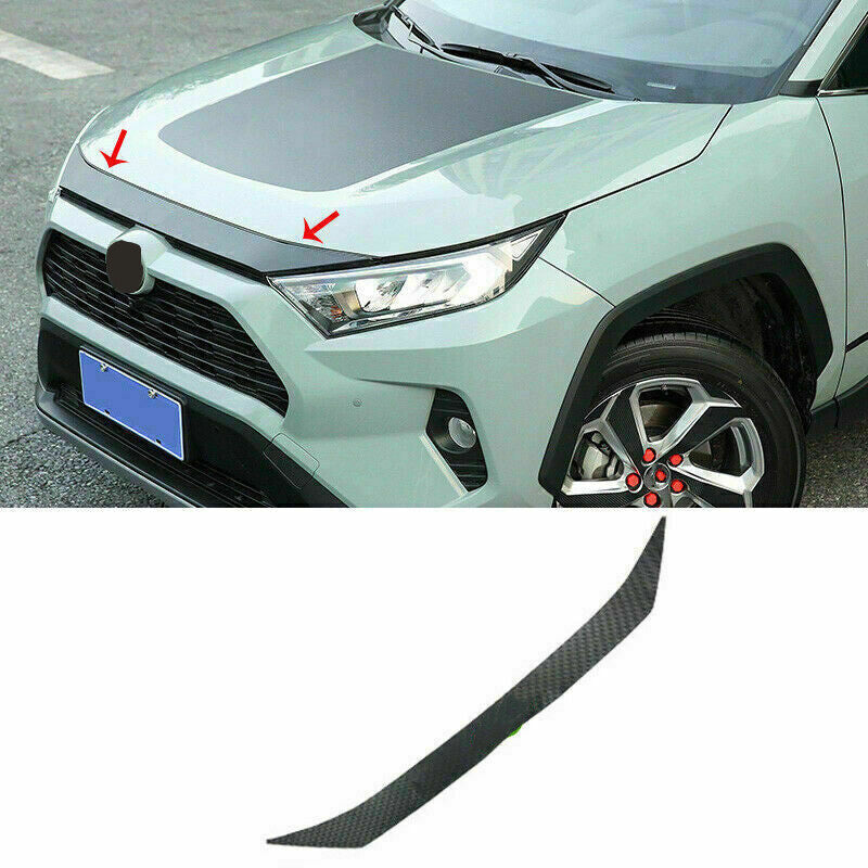 for Toyota RAV4 2019-2023 Carbon Fiber Look Front Engine Hood Strip Sticker Deco