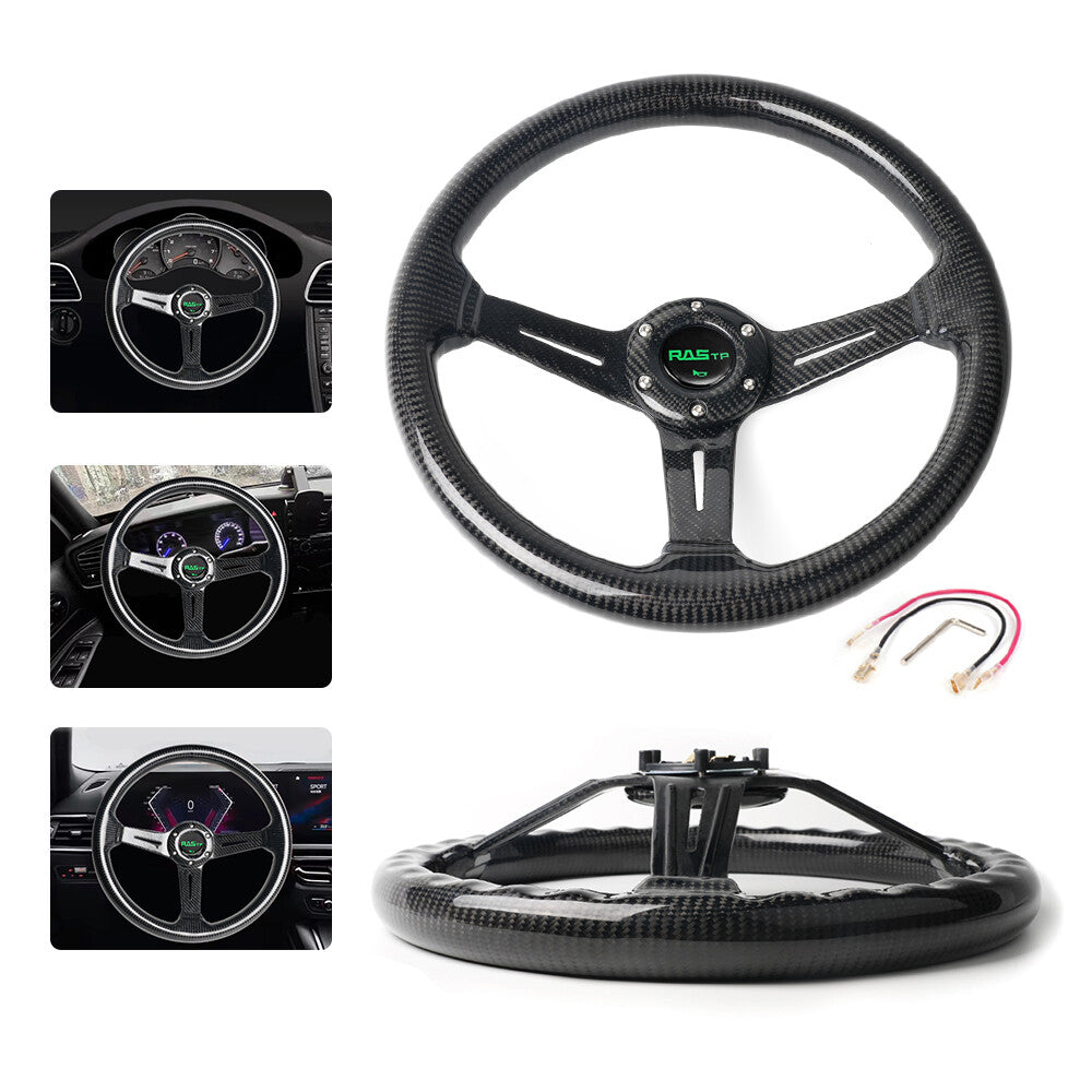 Universal 14inch/345mm Racing Steering Wheel Drifting Deep Dish Carbon Fiber