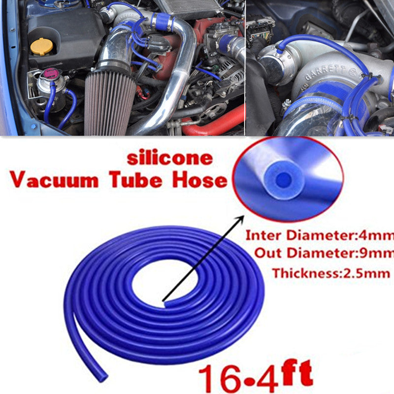 Car Vehicle Silicone Tubing Vacuum Tube 4mm Hose Tubing Pipe Blue 16.4ft Pipelin