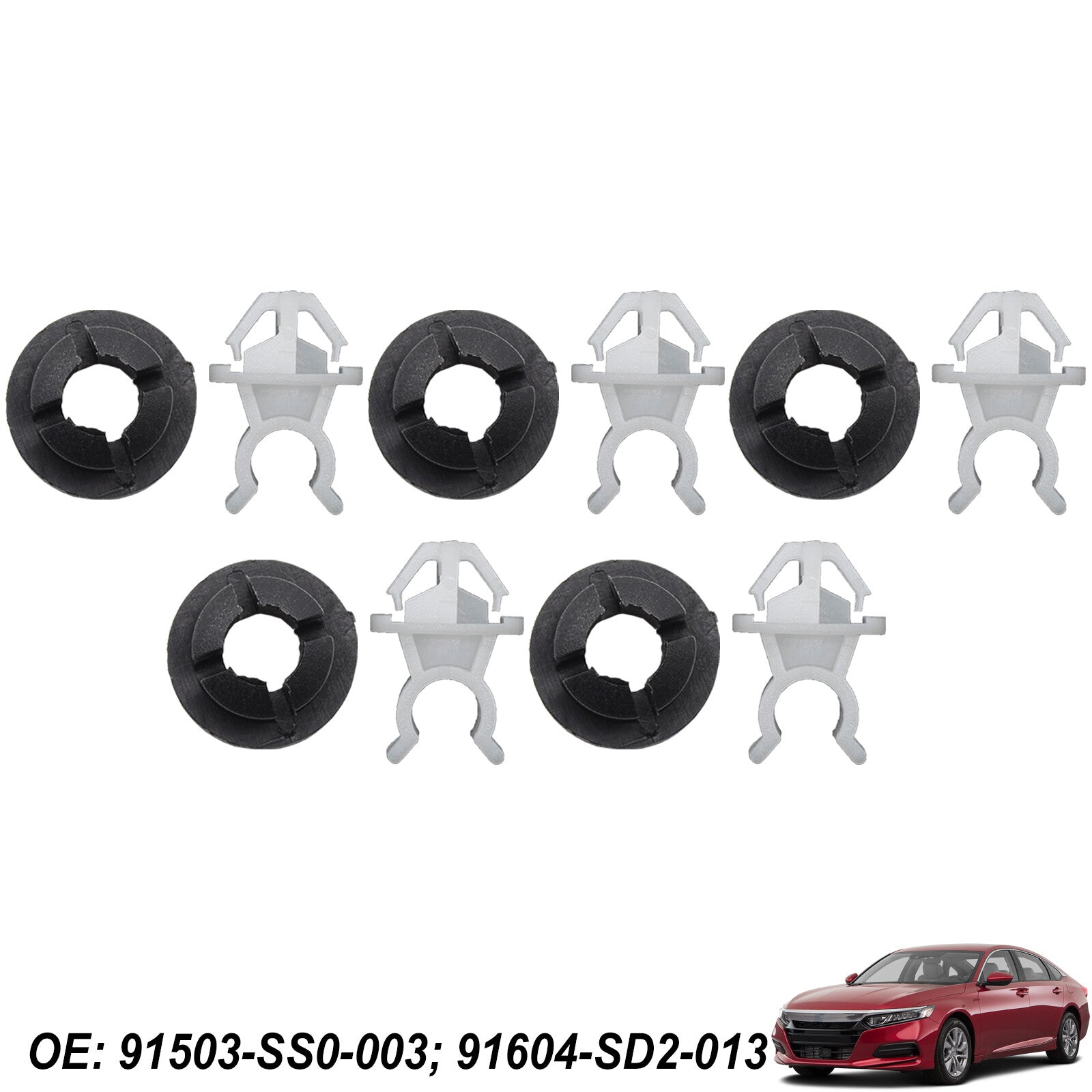 10x Bonnet Rod Hood Support Prop Clip for Honda Fit Prelude for Civic HRV W/ Grommet