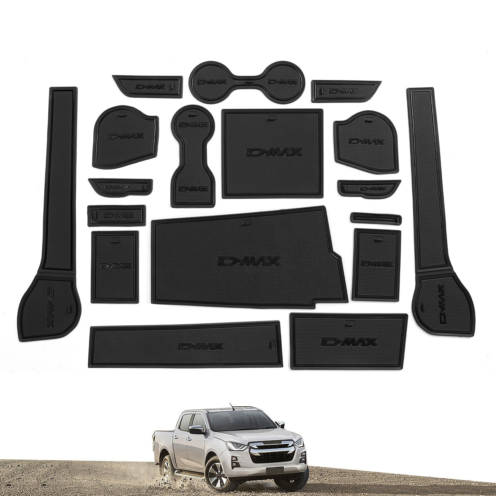 for ISUZU D-MAX 2021 - 2024 Non-Slip Cup Mat Gate Slot Pad Car Accessories BLACK