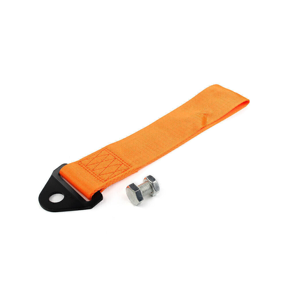 Racing Car Towing Strap Belt Orange Rope Rally Hook Universal Rear/Front Bumper