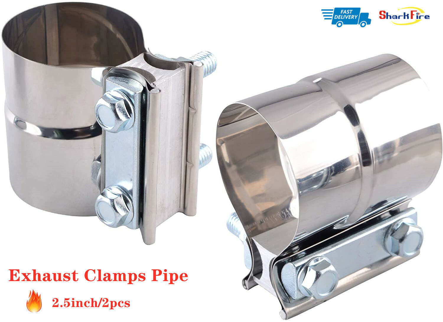 2.5-inch coiled hose clamp repair parts, 304 stainless steel, 2 pieces