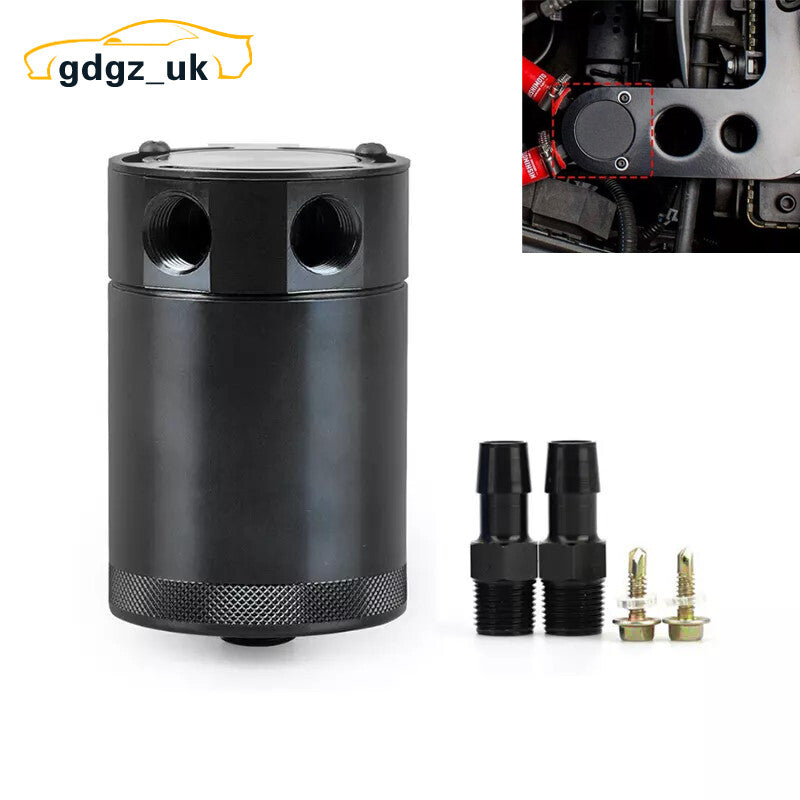 Oil Catch Can Reservoir Baffled 2 Port Oil Catch Tank Aluminum Air Oil Separator
