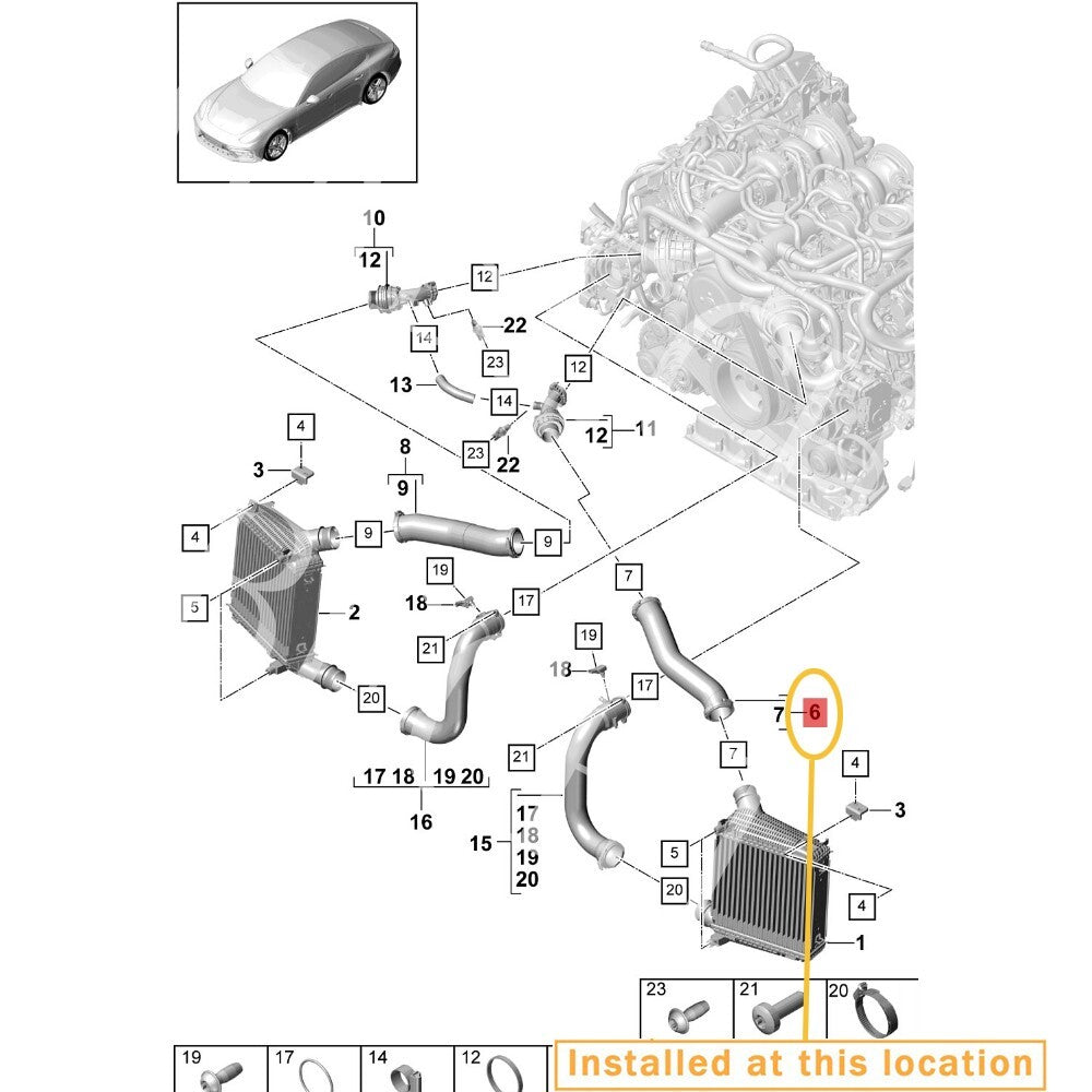 Suitable for PORCHE for PANAMERA upper left side air inlet interface pipe 971145709
