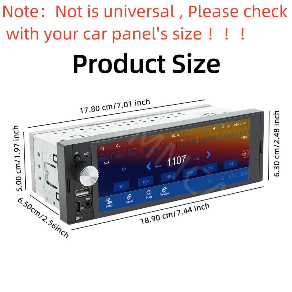 Single Din Car MP5 Player FM Stereo Radio Touch Screen Bluetooth W/Free Camera