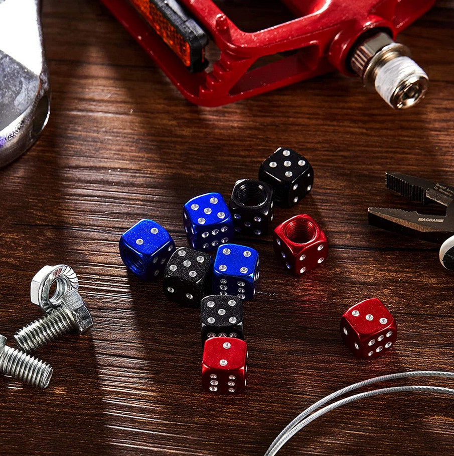 4-piece car tire valve cover rod air dust cover dice blue for Toyota