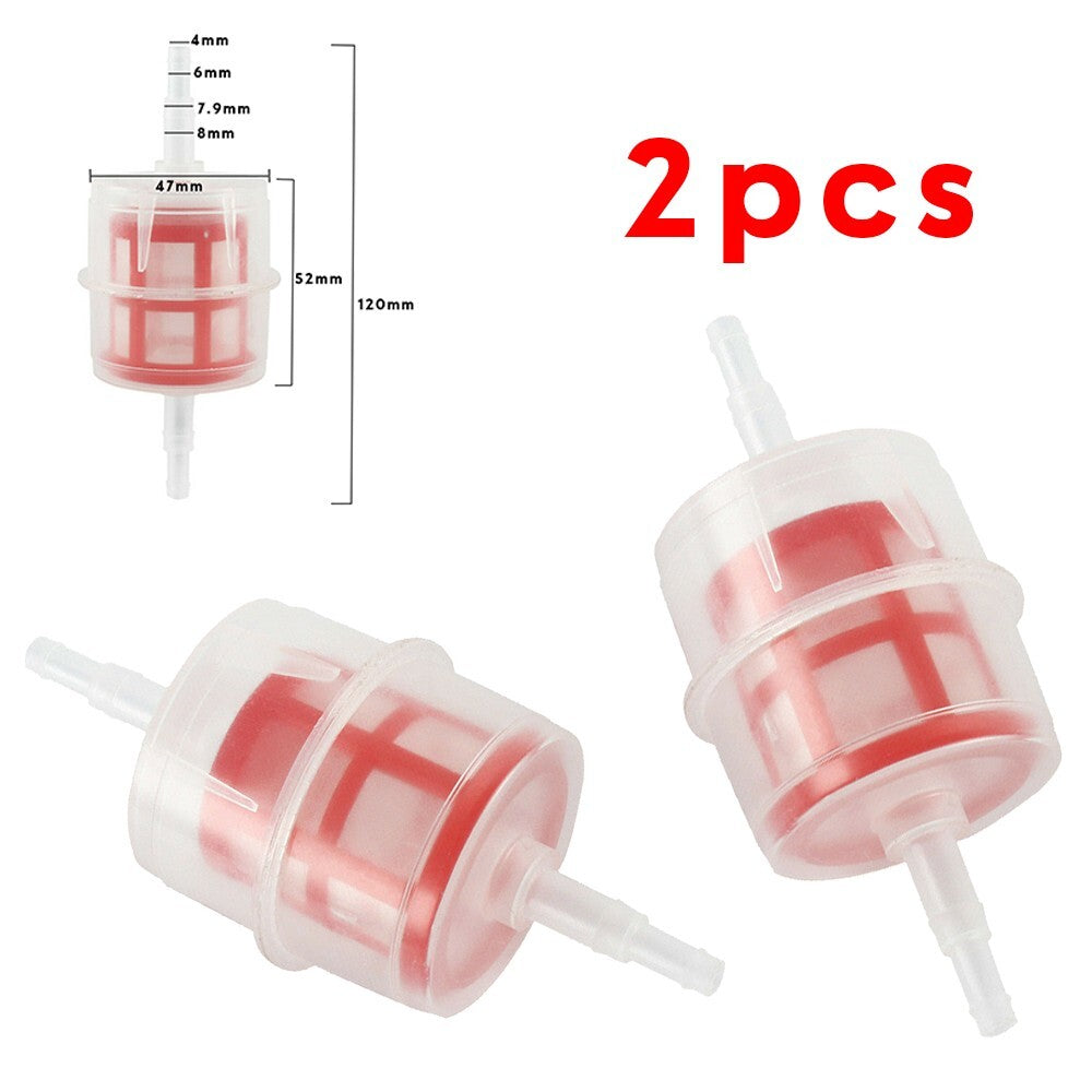2pcs 6/8mm Filter Fuel Diesel For Lawnmowers Hose Inline Motorcycle Plastic New
