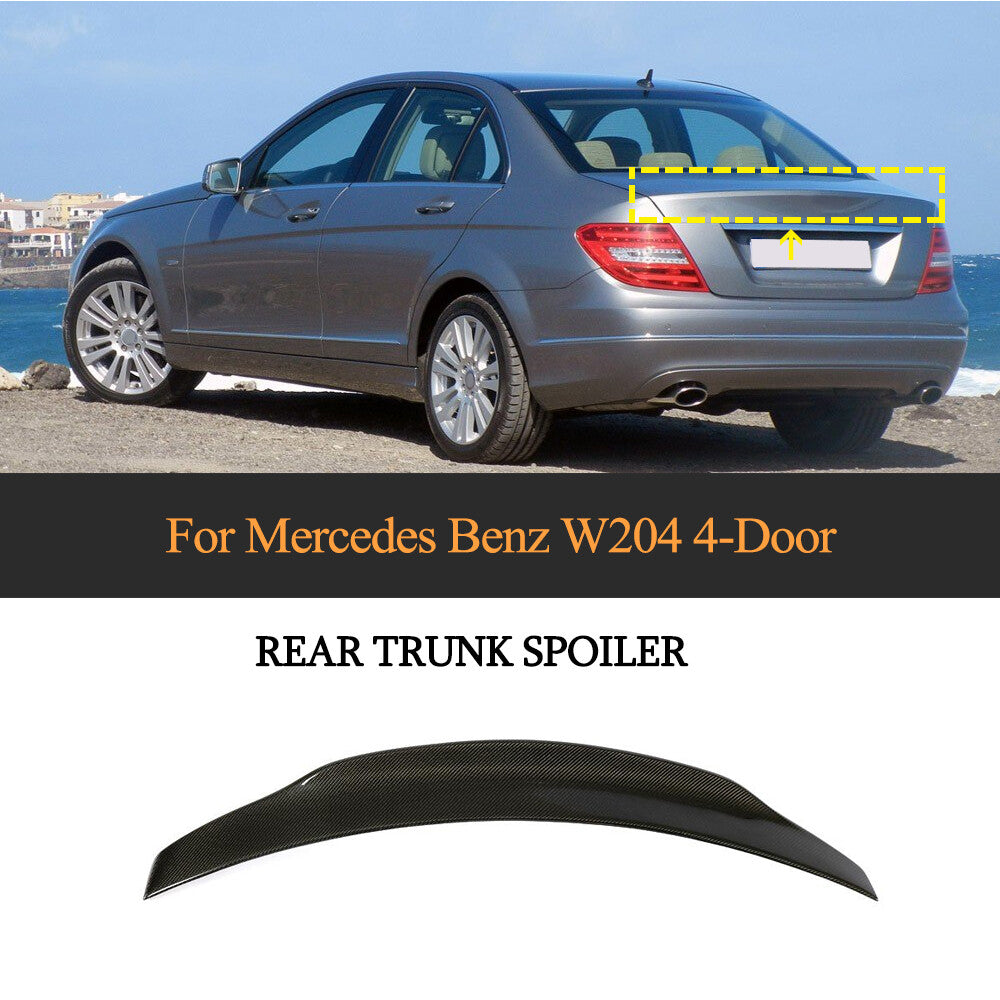 for Mercedes W204 C200 C250 C63 Carbon Rear Trunk Lip Boot Wing Spoiler07-14