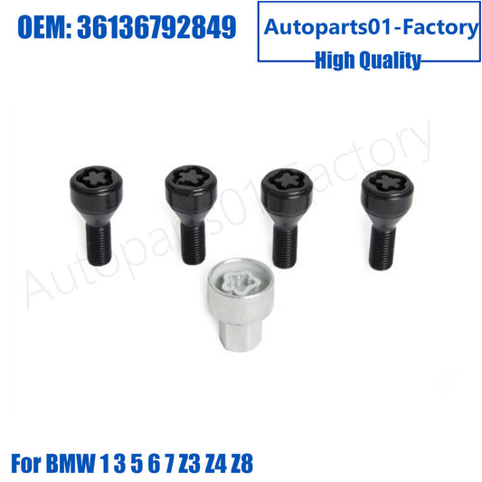 5Pcs Wheel Lock Anti-Theft Bolt Set 36136792849 for BMW 1/2/3/5/6/7Series