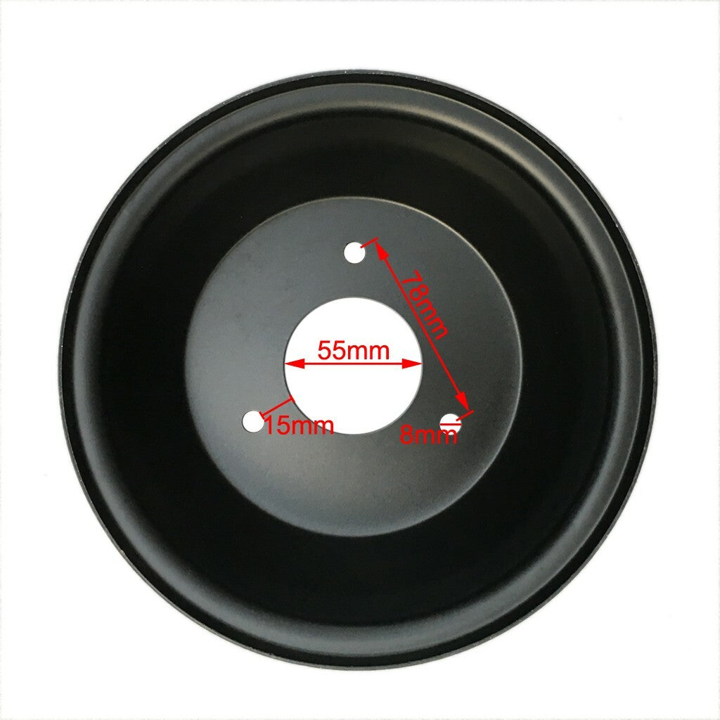 Black 7-inch all-terrain wheel rims with 3 holes, suitable for 16x8-7 tires (70cc, 90cc, 110cc, 125cc) for four-wheel off-road vehicles.