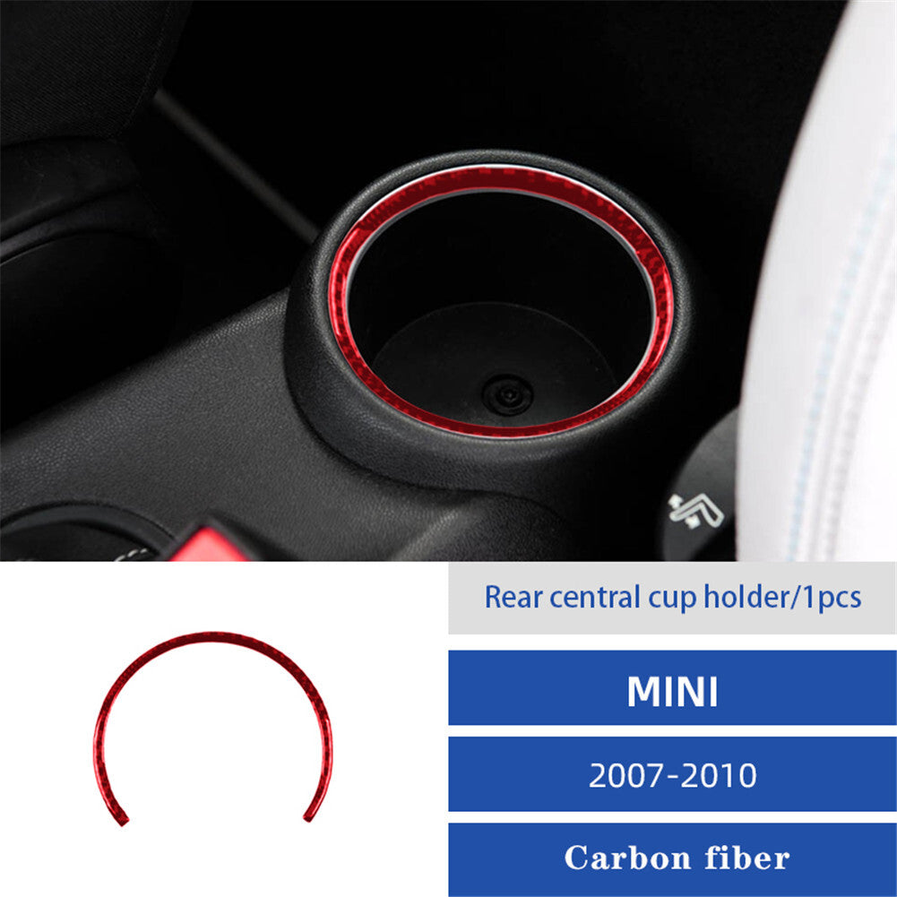 Red Carbon Fiber Rear Water Cup Holder Trim for Mini R56 R55 R57 07-10
