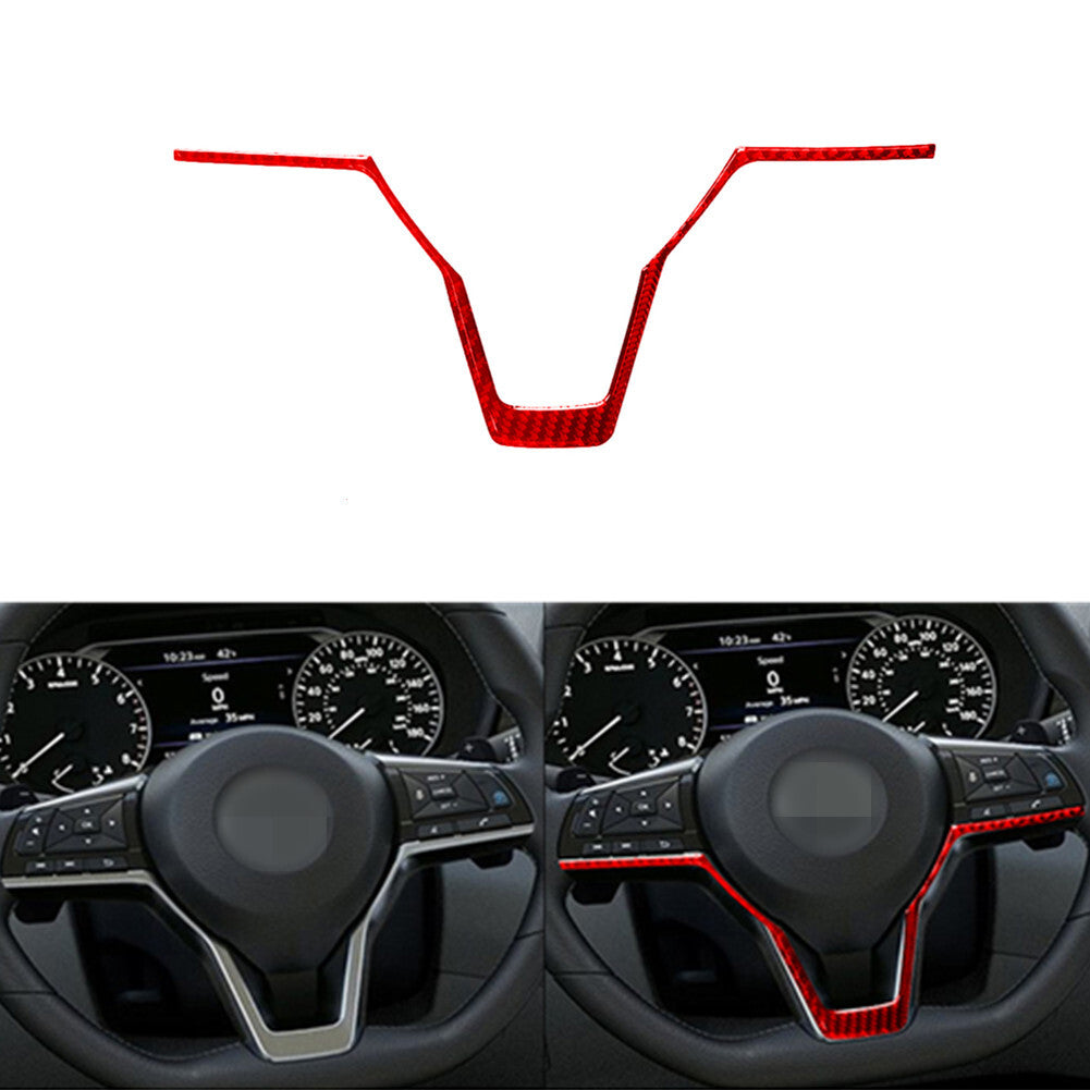Red Carbon Fiber Interior Steering Wheel Cover Trim for Nissan Altima 2019-2022