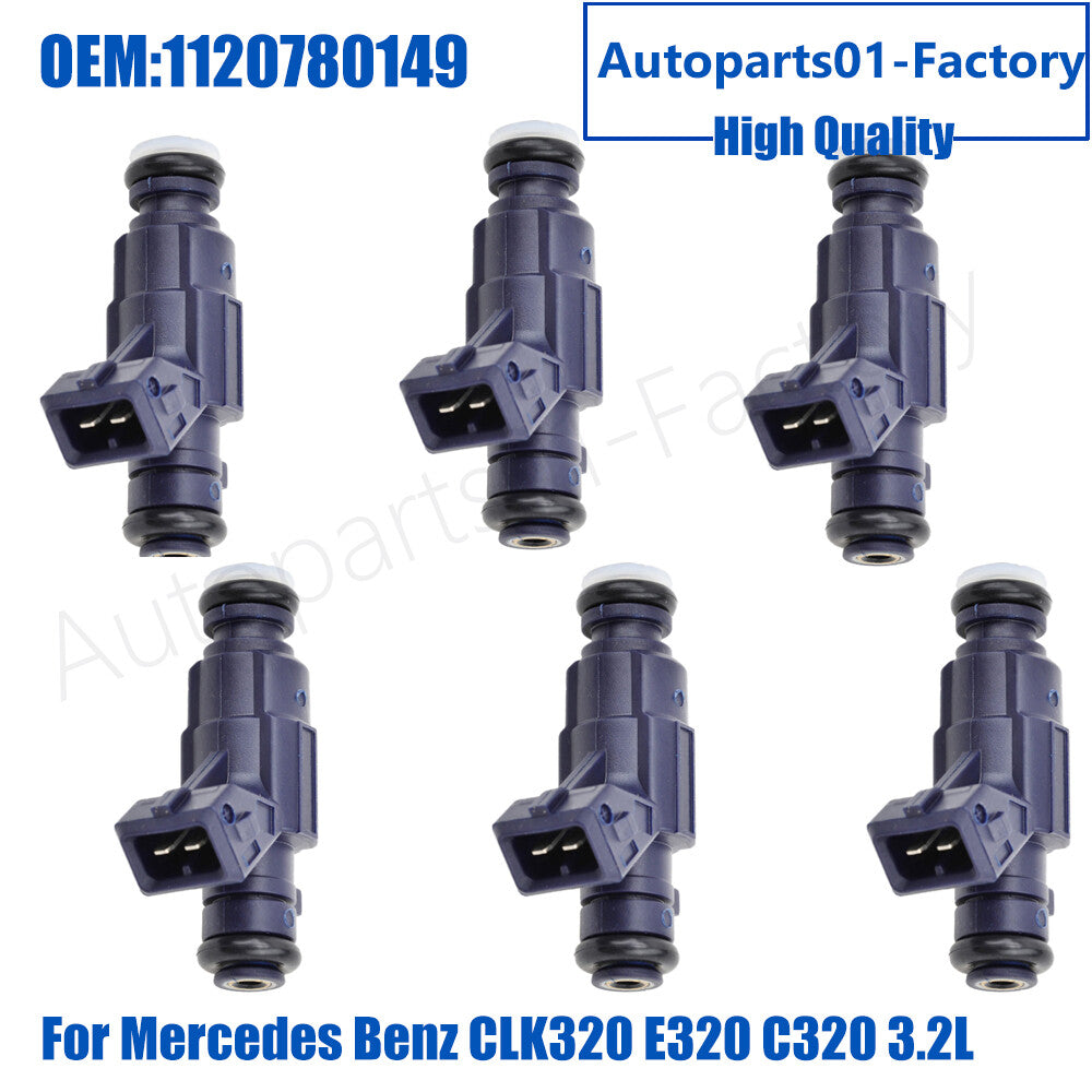 Set of 6Pcs Fuel Injectors 1120780149 for Mercedes-Benz CLK320 E320 C320 3.2L