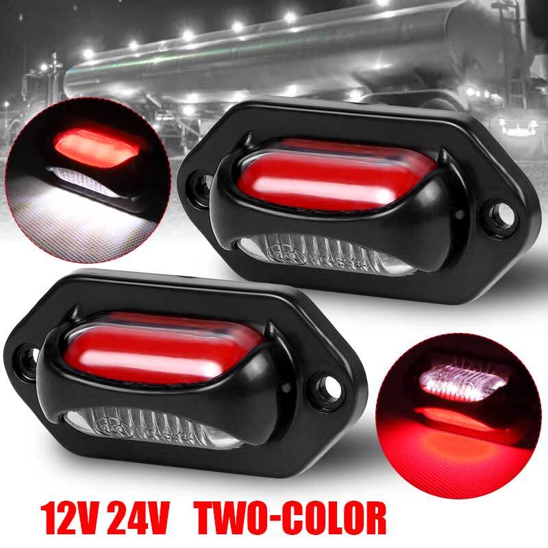 2X LED Universal White+Red License Plate Tag Lights Lamp for Truck Trailer SUV