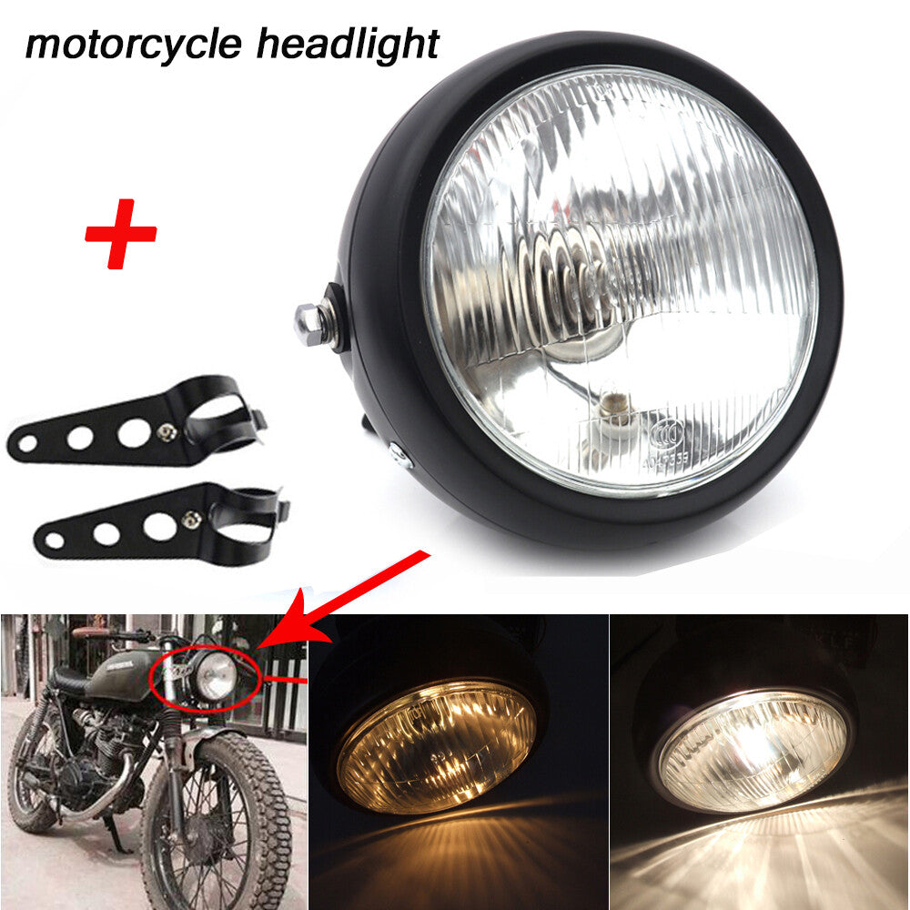 6.5 Motorcycle Motorbike H4 Headlight Hi/Lo for Cafe Racer Clear Lens Universal