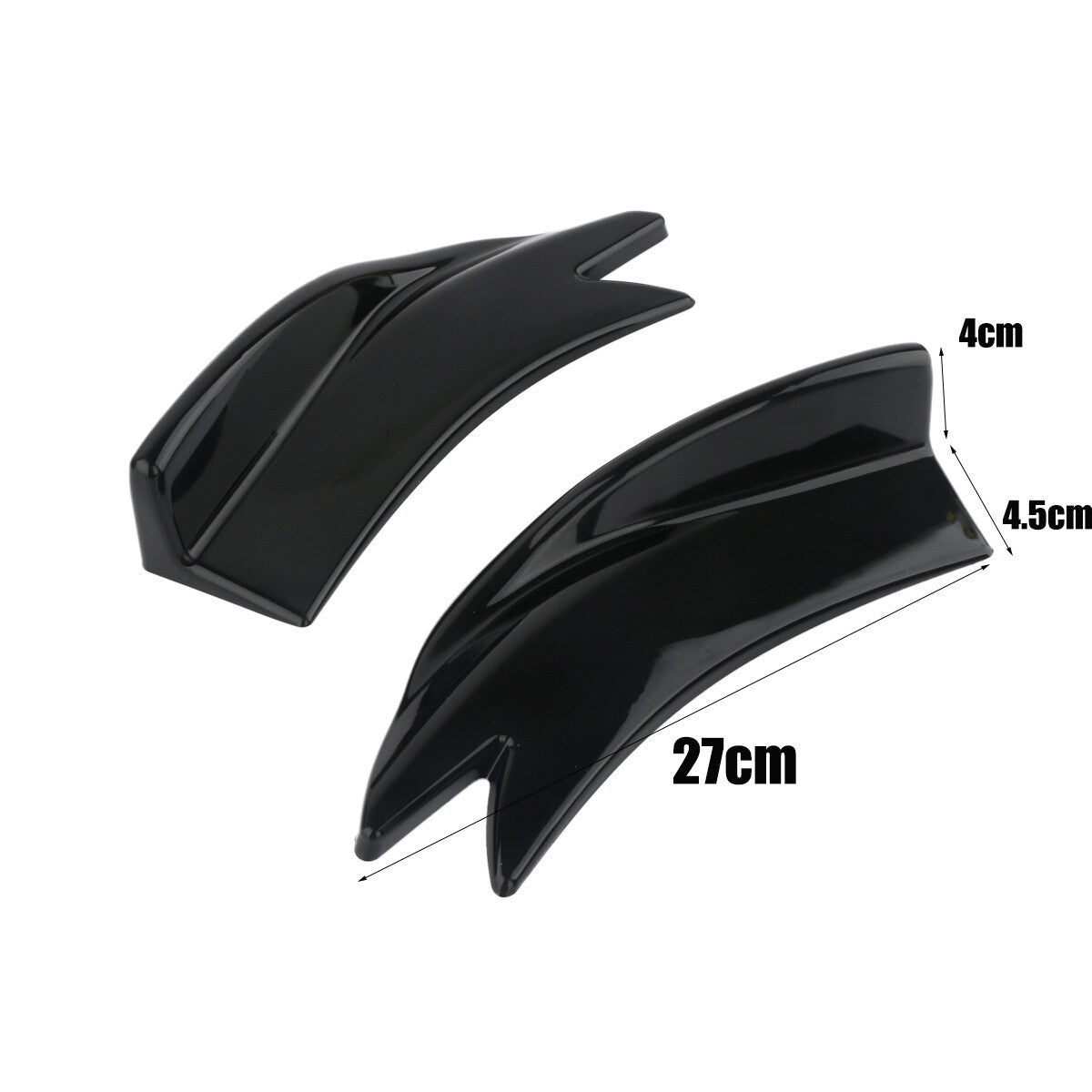 A pair of rear bumpers, boiler lips, separators, diffusers, body kit, gloss black, universal.