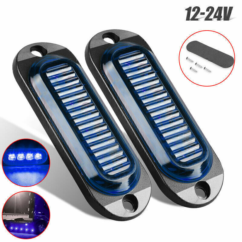 10X LED Blue Side Marker Lights Clearance Lamp Trailer Truck RV Caravan Boat