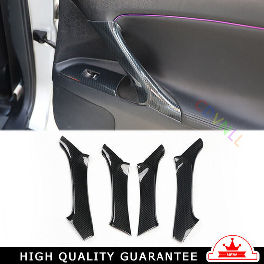 Interior Door Armrest Panel Trim 4PCS Fit for Lexus IS 06-11 Black Carbon Fiber