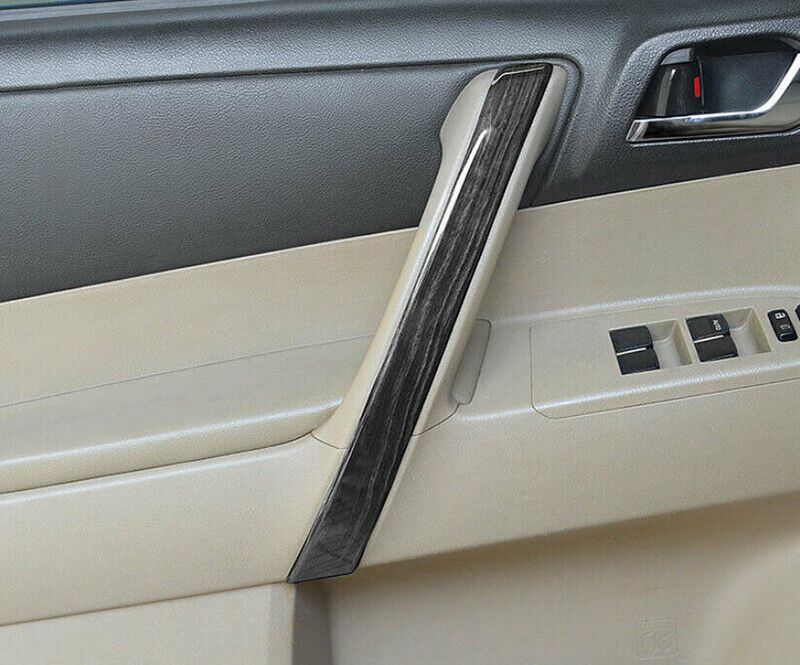 for Toyota Highlander 2008-2013 Black Wood Grain Door Armrest Strip Cover Trim