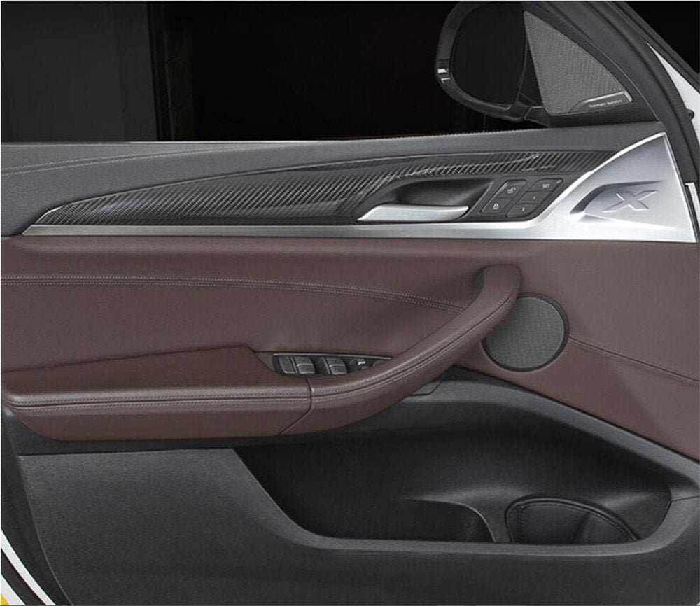 Real Carbon Fiber Interior Door Panel Decor Trim for BMW X3 G01 X4 G02 2018-2022