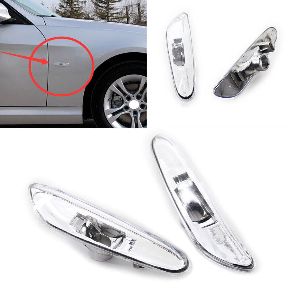 2pcs Clear Side Marker Light Turn Signal Lamp Fit for BMW E46 4DR 02-05 63137165915